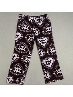 Women’s Pajama Pants Brown White Skull Pattern Y2K